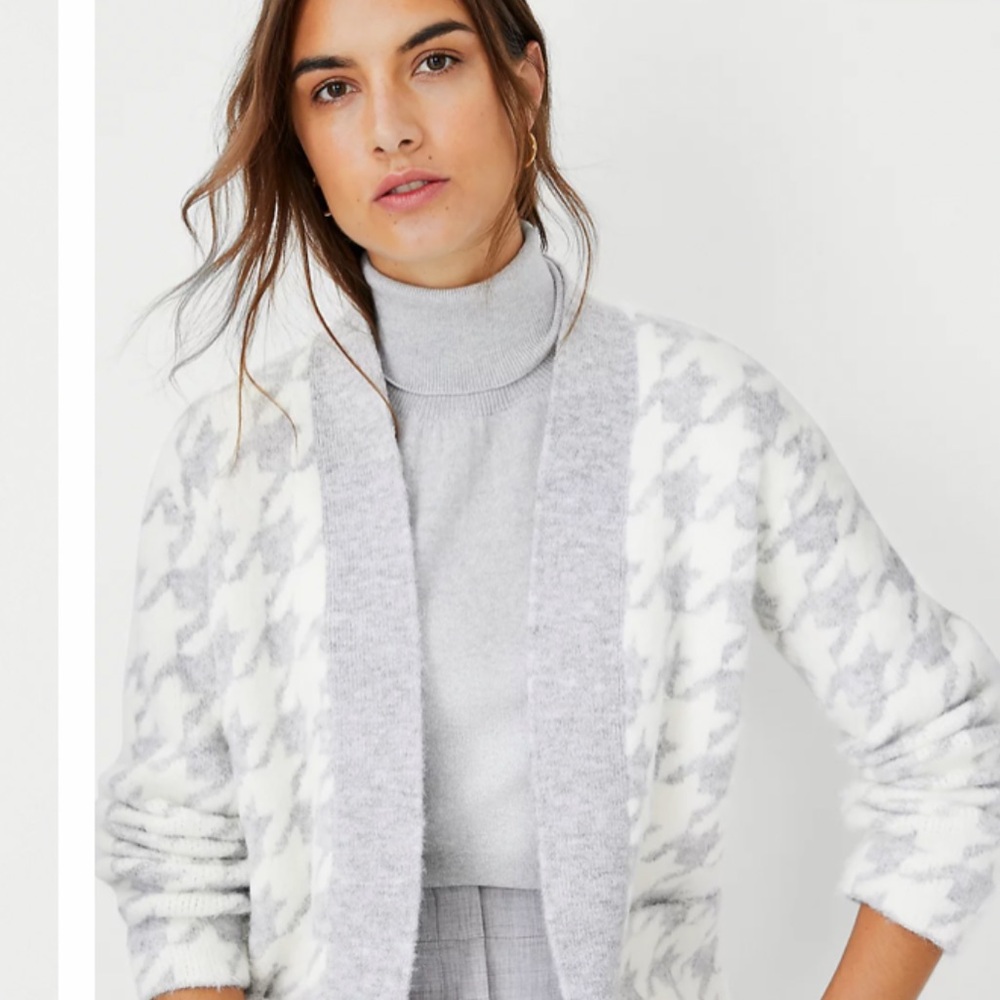 Ann Taylor Houndstooth open coatigan new with tag